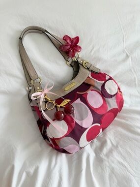 vintage Coach Madison Maggie Sateen Shoulder Hobo Bag with gold hardware